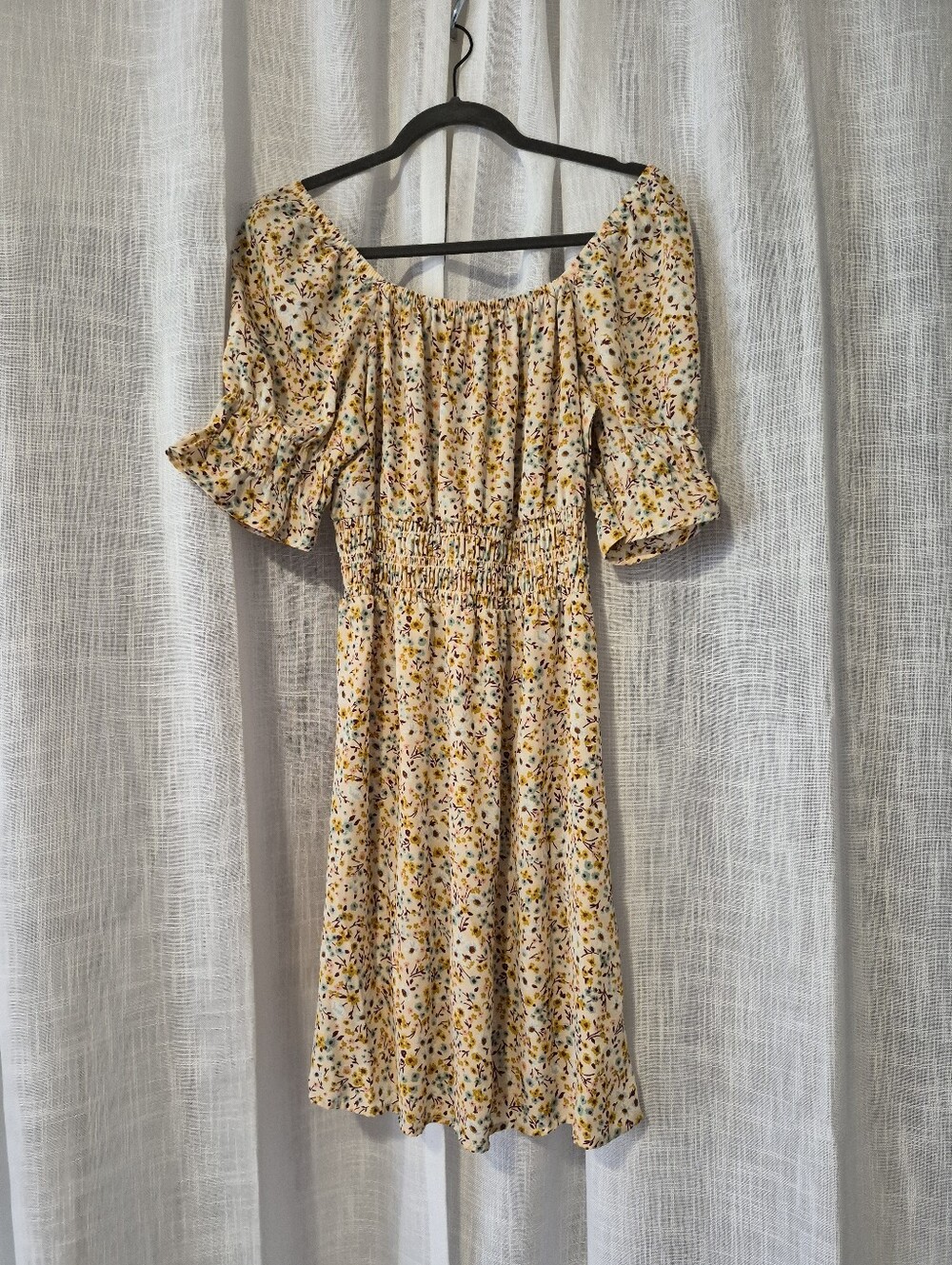 Smocked Yellow Floral Dress